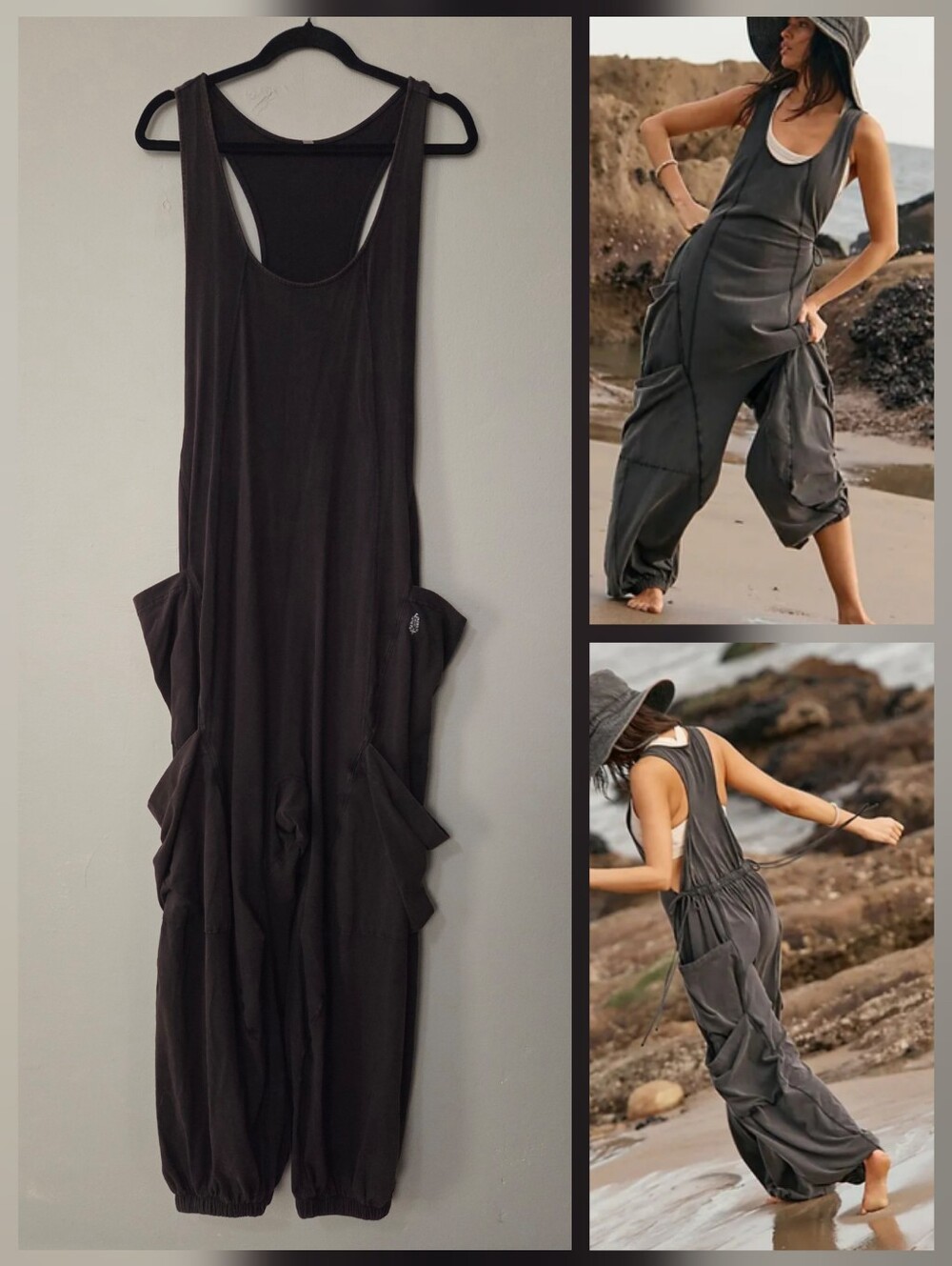 Free People Movement Infinity Onesie Washed Black